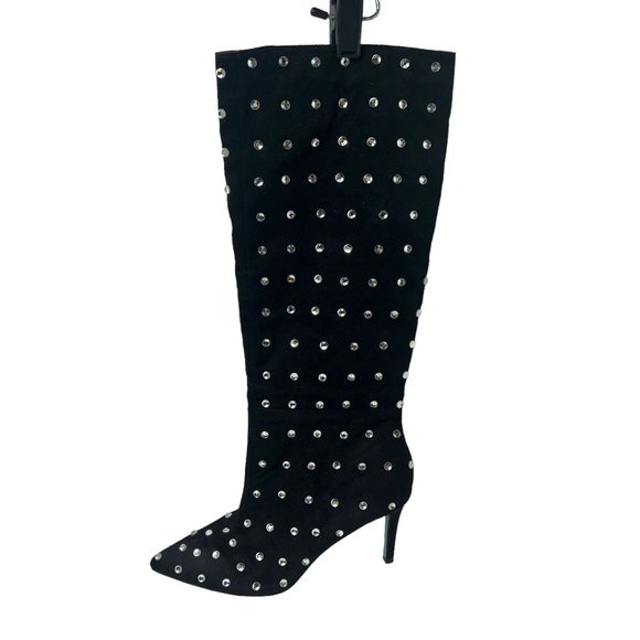 Betsey Johnson Alina Womens Faux Suede Pointed Toe‎ Knee-High Bedazzled Boots 6 - Picture 2 of 11